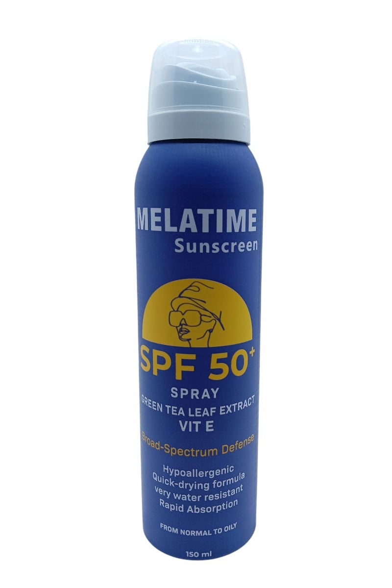 MELATIME Sunscreen Spray SPF 50+ with Green Tea Leaf Extract & Vitamin E - 150 ml