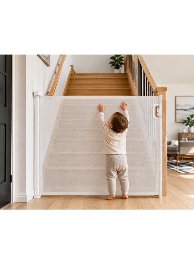 Retractable Baby Gate for Stairs 33" Tall | Extendable Safety Gate for Babies, Toddlers & Pets | Space-Saving Retractable Dog Gate for Doorways, Hallways & House Use - Image 1