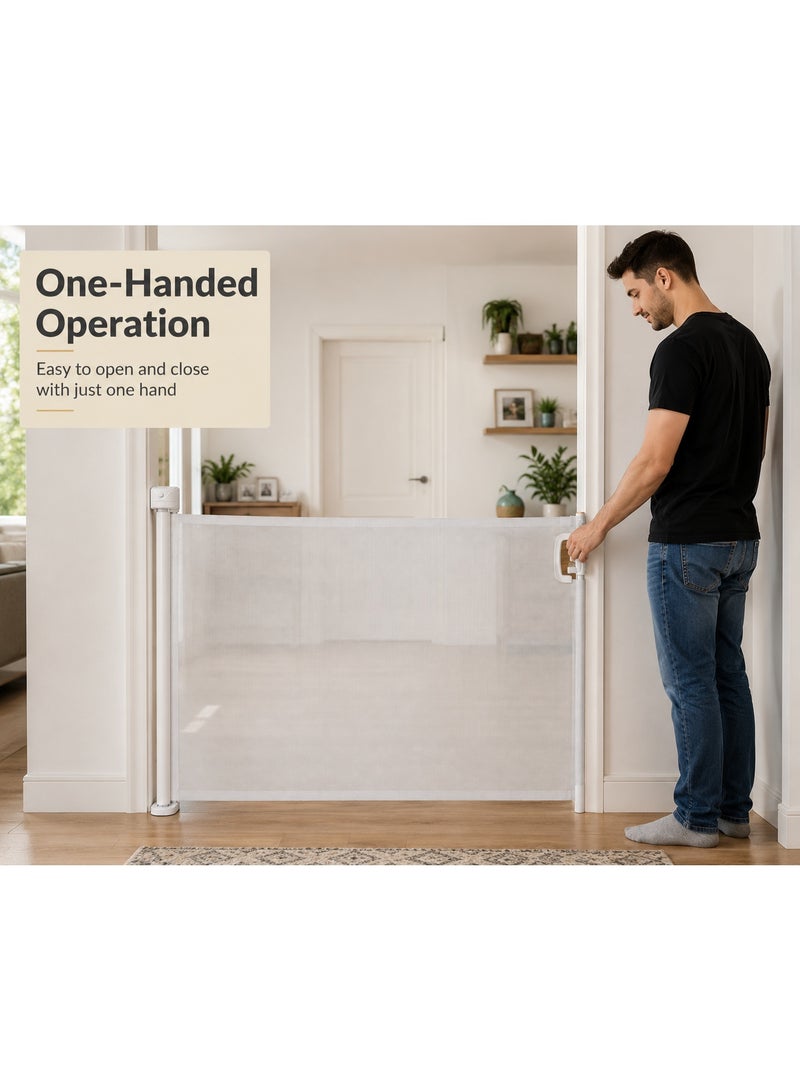 Retractable Baby Gate for Stairs 33" Tall | Extendable Safety Gate for Babies, Toddlers & Pets | Space-Saving Retractable Dog Gate for Doorways, Hallways & House Use - Image 2