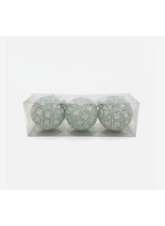 AKDC 3-Piece Gold & White Christmas Hanging Ball Décor with Green Accents – Elegant Holiday Ornament Set - Image 2