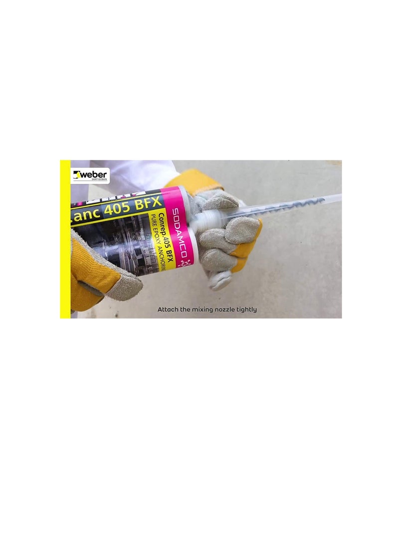 Weber Sodamco Weberanc 405 BFX Pure Epoxy Anchoring Resin In Cartridge, High Strength Pure Epoxy Chemical Anchoring, For Heavy Load Applications Anchoring Of Rebar And Studs Concrete etc.