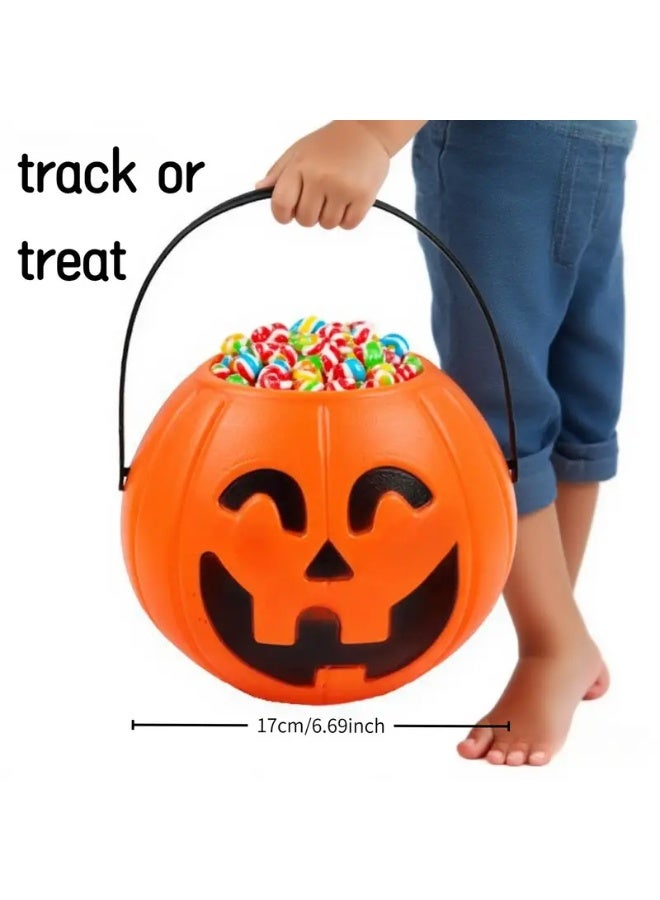 Home Smart Halloween Pumpkin Buckets with Handle Set of 2 Pcs Halloween Trick or Treat Basket for Candy Party School Theme Play and Party Favor - Image 2
