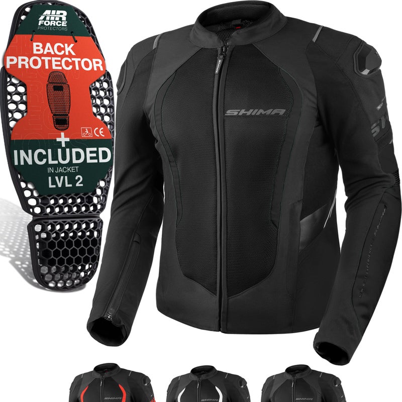 SHIMA MeshPro 2.0 Motorcycle Jacket for Men AirForce Back Protector Armour Riding Motorbike Jackets Summer Mesh Bikers Ventilated Lightweight Armoured Bike Textile Motorcycles (Mens, Black, XXL) - Image 2