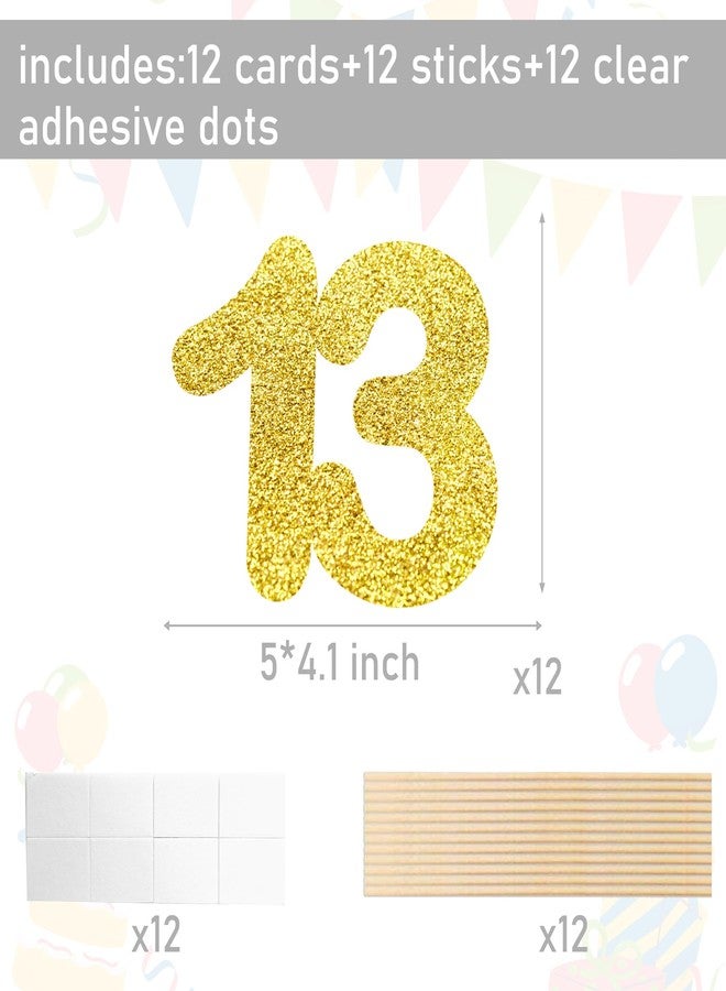 اوموني 12 قطعة من أعواد تزيين الطاولات باللون الذهبي اللامع، مثالية لحفلات أعياد الميلاد والذكرى السنوية وحفلات الزفاف. - Image 3