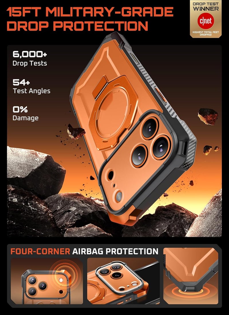 SupCase for iPhone 17 Pro Max Case with Kickstand (Unicorn Beetle Grip), [Camera Control Cover] [Compatible with MagSafe] [Military-Grade Drop Protection] Heavy Duty Magnetic Phone Case, Coral - Image 3