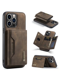iPhone 15 Pro Max 2 in 1 Clutch Wallet, Vintage Slim Leather Case Magnetic Detachable Tri-Fold Wallet, iPhone 15 Pro Max 6.7" Leather Case with Card Holder Pocket Slim Case