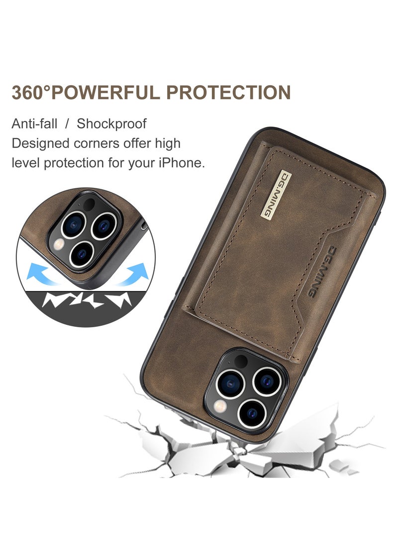 Dg Ming - iPhone 15 Pro Max 2 in 1 Clutch Wallet, Vintage Slim Leather Case Magnetic Detachable Tri-Fold Wallet, iPhone 15 Pro Max 6.7" Leather Case with Card Holder Pocket Slim Case - Image 1