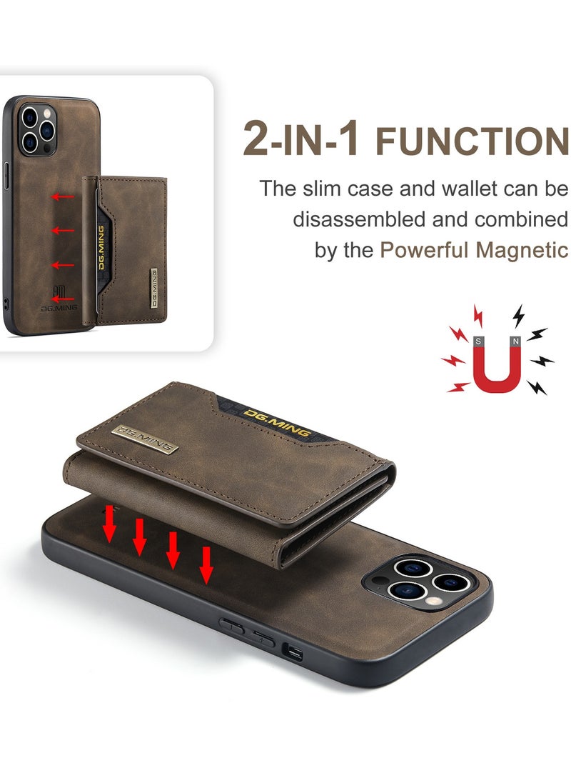 Dg Ming - iPhone 15 Pro Max 2 in 1 Clutch Wallet, Vintage Slim Leather Case Magnetic Detachable Tri-Fold Wallet, iPhone 15 Pro Max 6.7" Leather Case with Card Holder Pocket Slim Case - Image 1