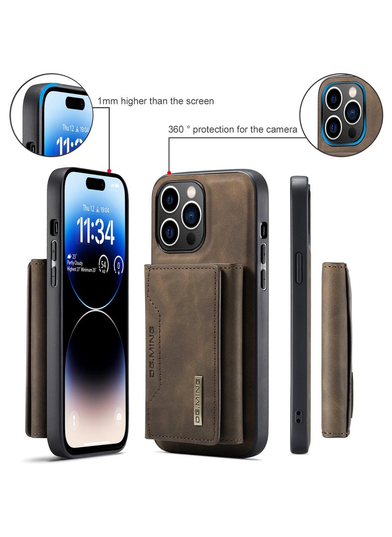 Dg Ming - iPhone 15 Pro Max 2 in 1 Clutch Wallet, Vintage Slim Leather Case Magnetic Detachable Tri-Fold Wallet, iPhone 15 Pro Max 6.7" Leather Case with Card Holder Pocket Slim Case - Image 1