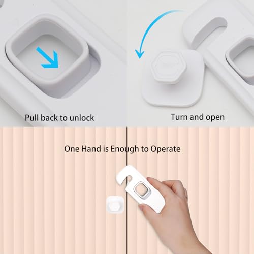 suyncyi Fridge Child Lock for Refrigerator, Freezer and Cabinet, 2 Pack Adhesive Baby Proof Latches, White - Image 4