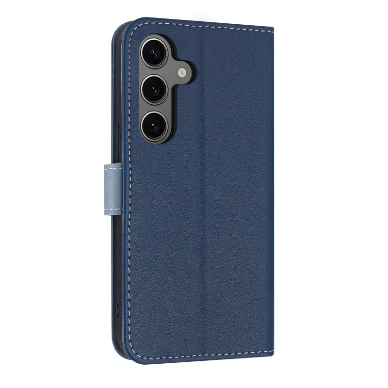 erorex For Samsung Galaxy S25 FE 5G Metal Bow Leather Phone Case with Hand Strap(Dark Blue) - Image 3