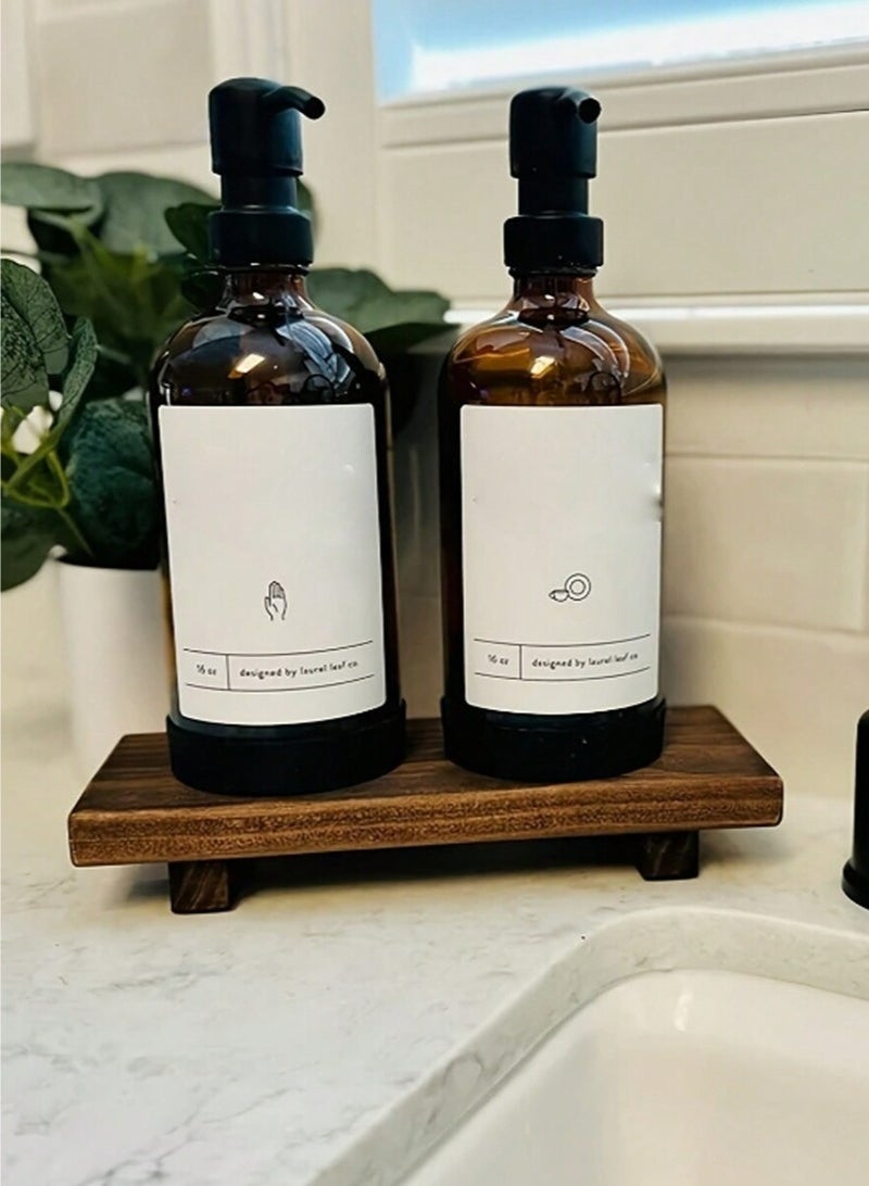 Wood Pedestal Soap Stand, Farmhouse Wood Riser, Soap Dish Holder/Tray Counter Decor for Bathroom Kitchen, Rustic Candle Plant Holder, Display Rectangular Decorative (Antique Walnut) - Image 3