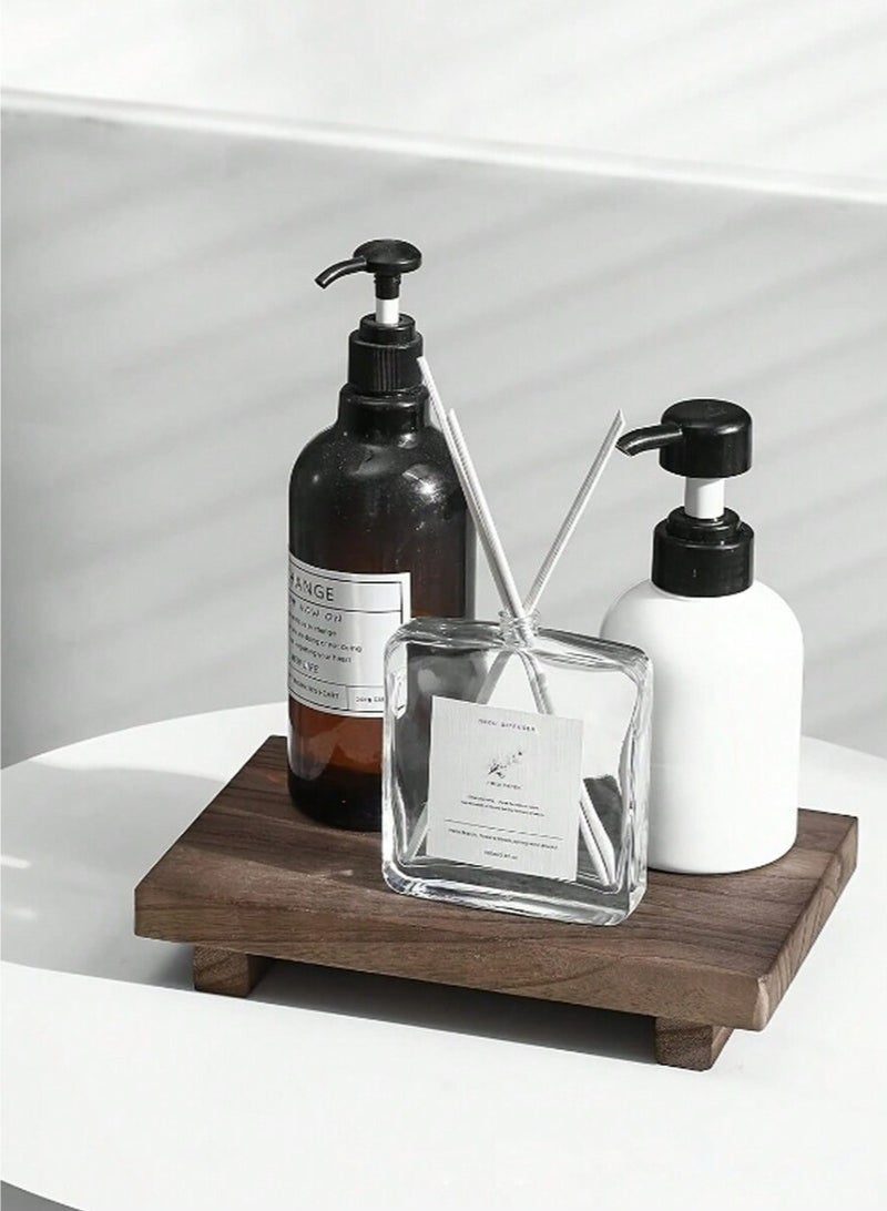 Wood Pedestal Soap Stand, Farmhouse Wood Riser, Soap Dish Holder/Tray Counter Decor for Bathroom Kitchen, Rustic Candle Plant Holder, Display Rectangular Decorative (Antique Walnut) - Image 4