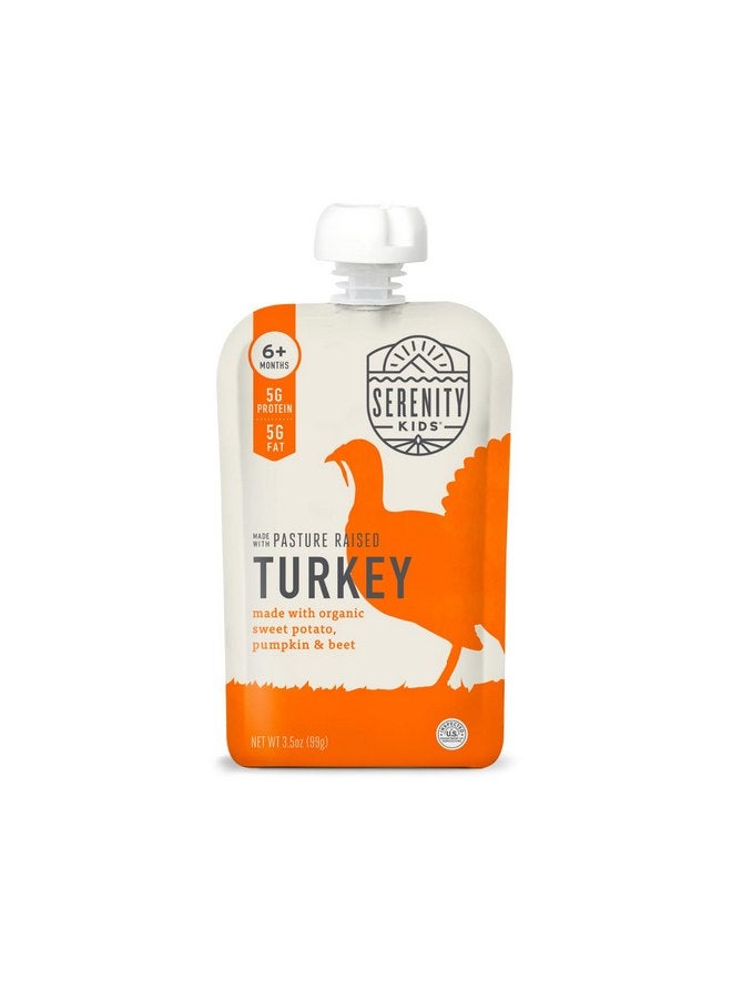 Serenity Kids 6+ Months Baby Food Pouches Puree Made With Ethically Sourced Meats & Organic Veggies | 3.5 Ounce BPA-Free Pouch | Pasture Raised Turkey, Sweet Potato, Pumpkin, Beet | 1 Count - Image 1