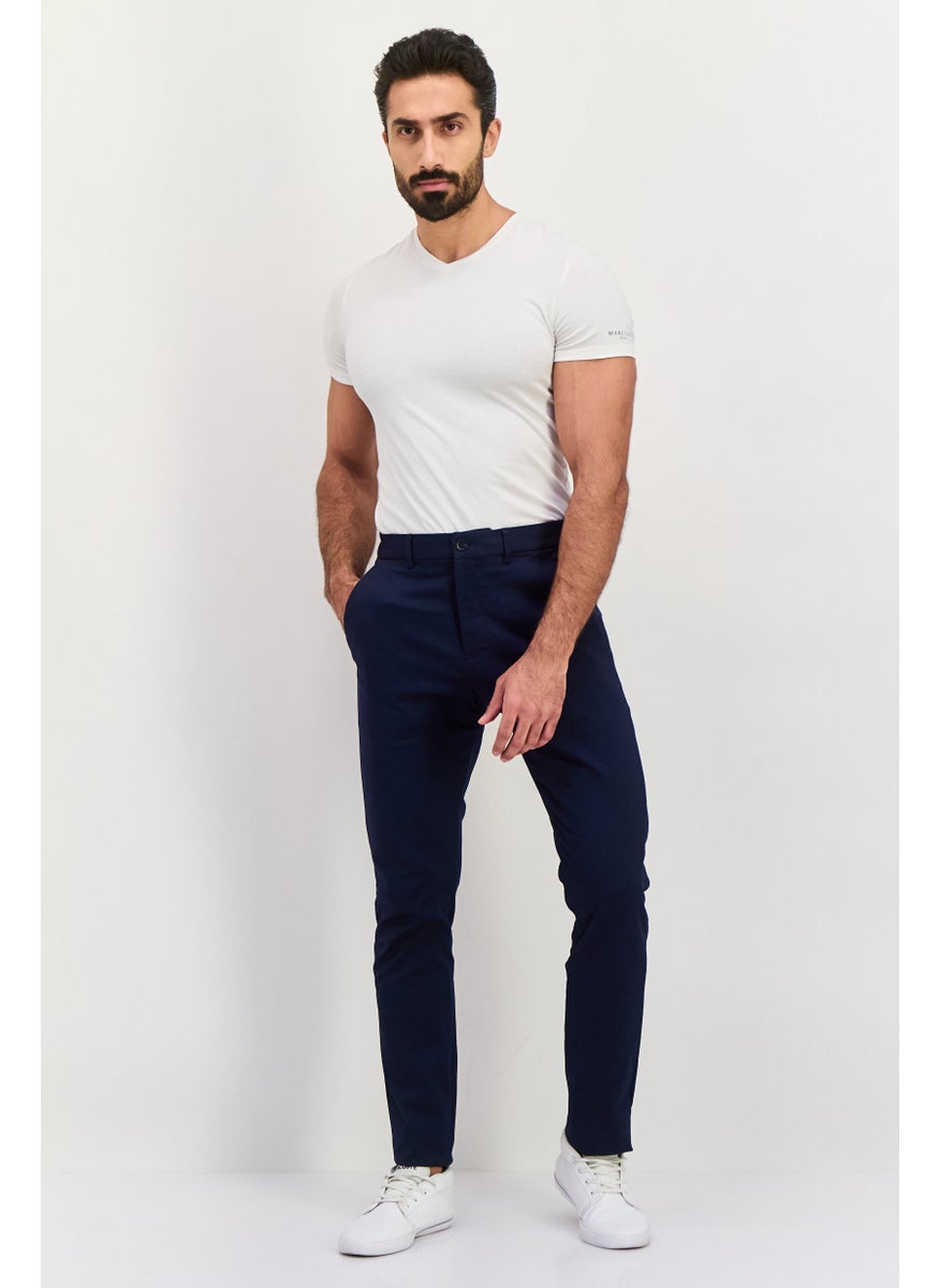 ESPRIT Men Slim Fit Textured Long Dress Pants, Navy  - Image 4