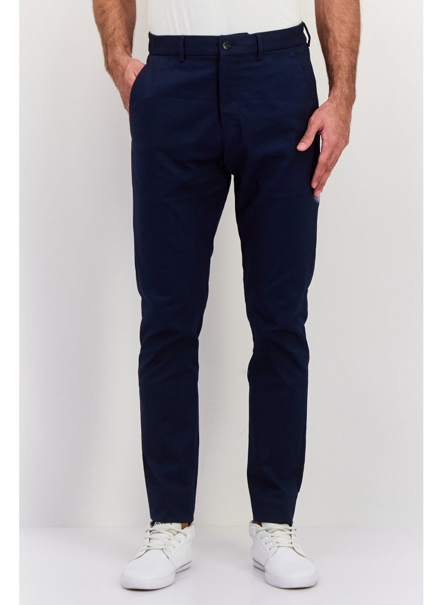 ESPRIT Men Slim Fit Textured Long Dress Pants, Navy  - Image 1