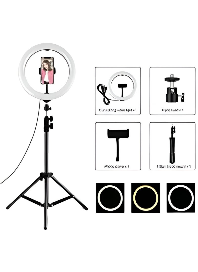 Generic - Ring Light with Stand and Phone Holder with 40 Color Modes, Floor and Desktop Stand with Circle Lights for Makeup Video Meeting Live Stream - Image 1