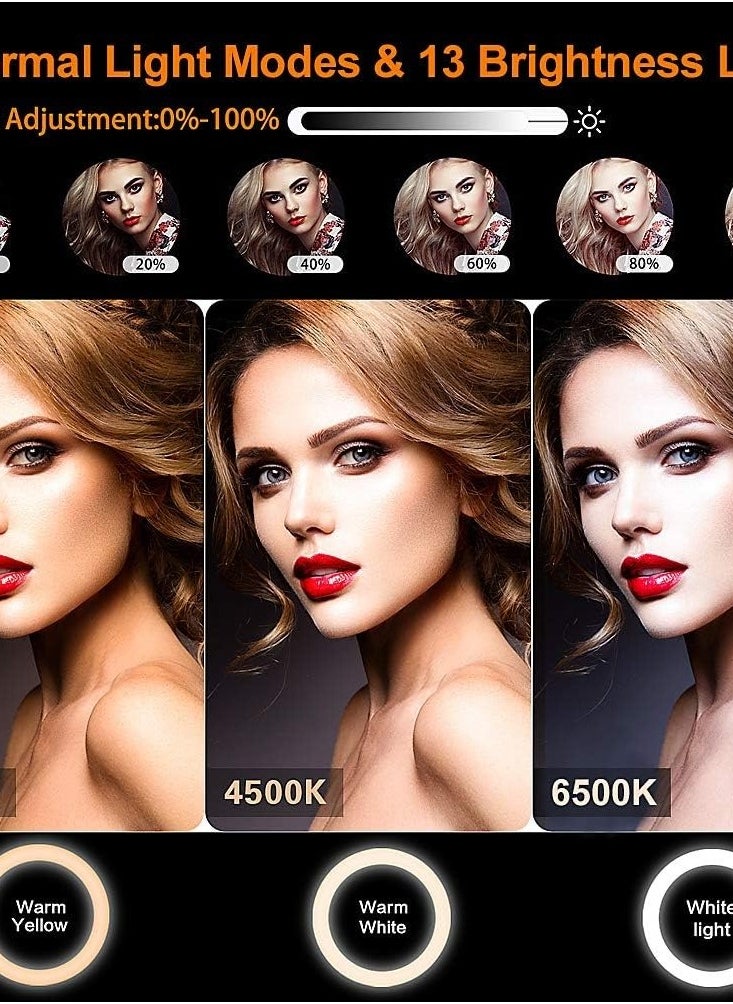 Generic - Ring Light with Stand and Phone Holder with 40 Color Modes, Floor and Desktop Stand with Circle Lights for Makeup Video Meeting Live Stream - Image 1