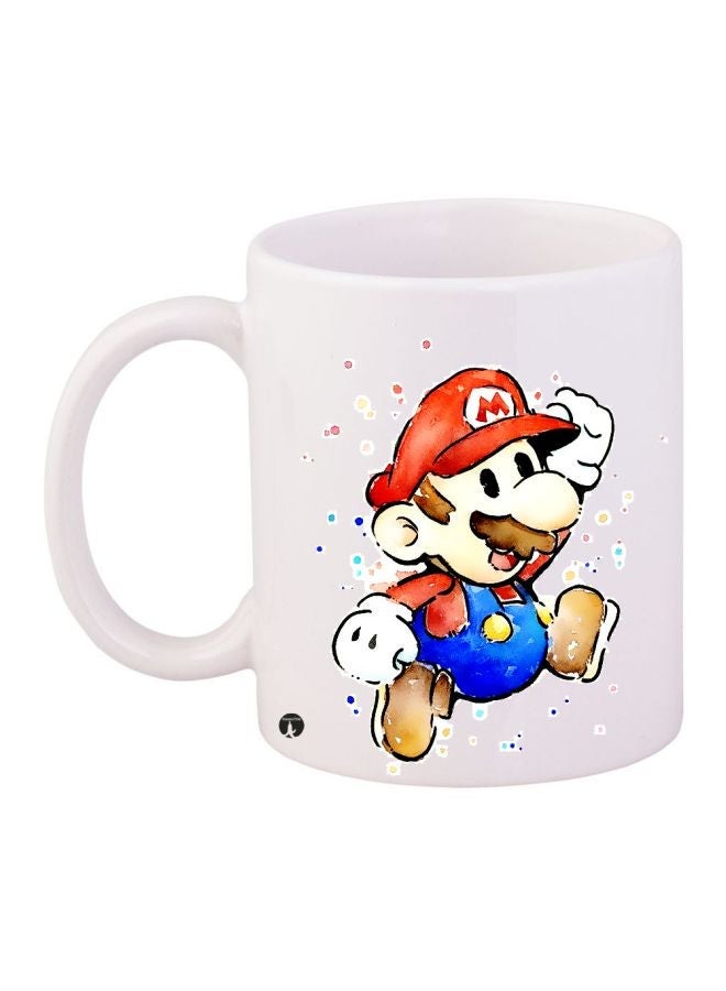 Mario Printed Coffee Mug White/Red/Blue 11ounce