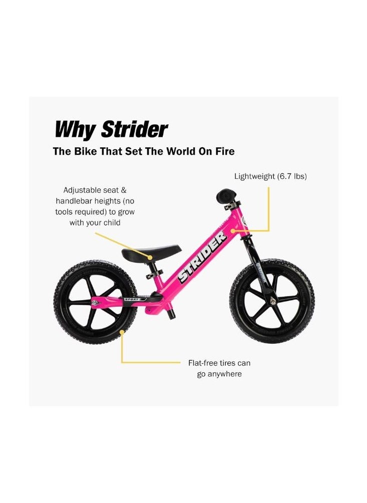 STRIDER - Strider 12” Sport Bike - No Pedal Balance Bicycle for Kids 18 Months to 5 Years - Includes Safety Pad, Padded Seat, Mini Grips & Flat-Free Tires - Tool-Free Assembly & Adjustments - Image 1