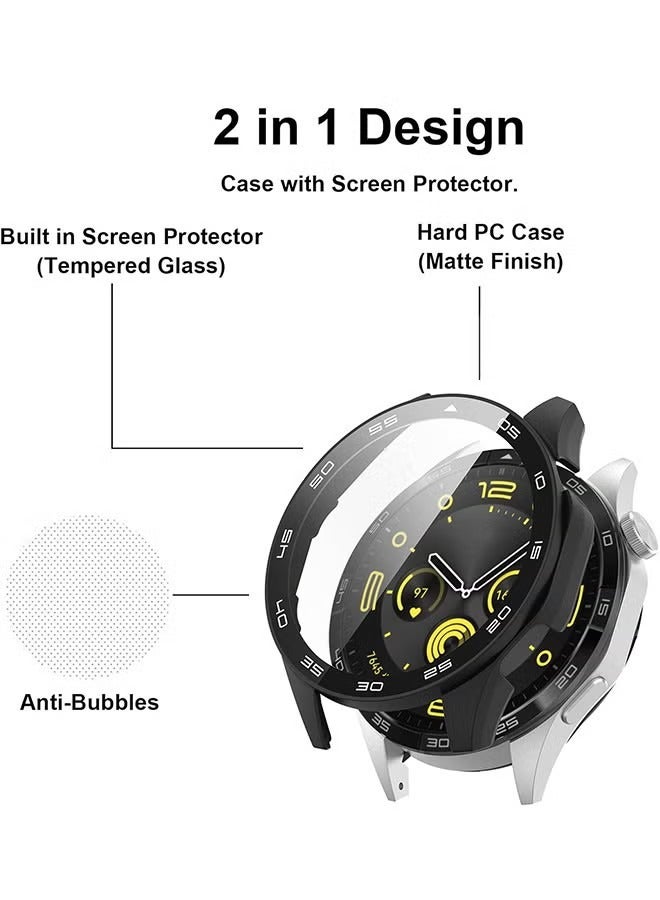 Case Full Coverage Protective Watch Case Cover Tempered Glass Screen Protector Compatible with 46mm Black - Image 2