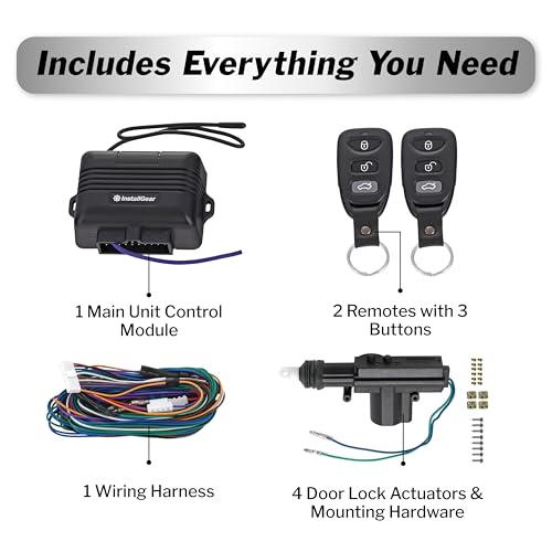InstallGear نظام دخول بدون مفتاح من إنستال جير مع جهازين تحكم عن بعد 3 أزرار و 4 محركات أبواب - نظام قفل مركزي للسيارة، أوتو، شاحنة - مجموعة قفل كهربائي - Image 3