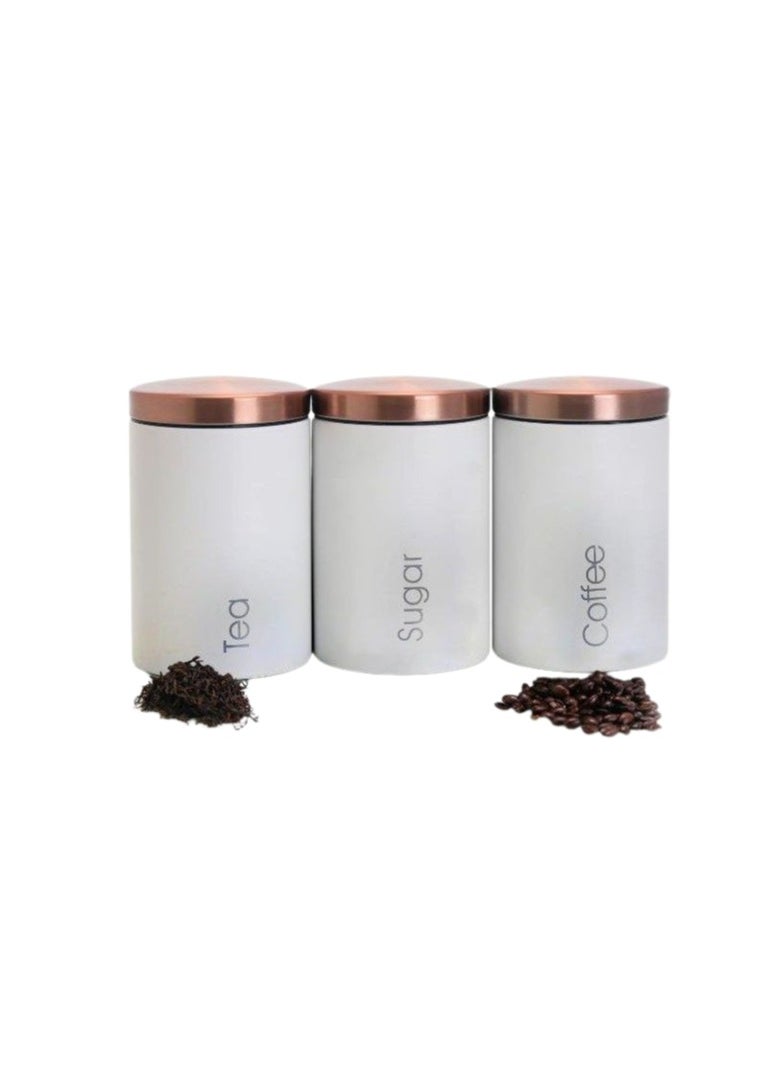 Generic A very nice tin coffee set, a set of 3 boxes of the same size, available in white, large size D  - Image 1