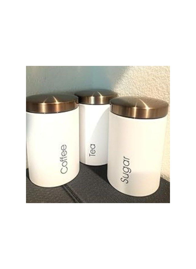 Generic A very nice tin coffee set, a set of 3 boxes of the same size, available in white, large size D  - Image 3