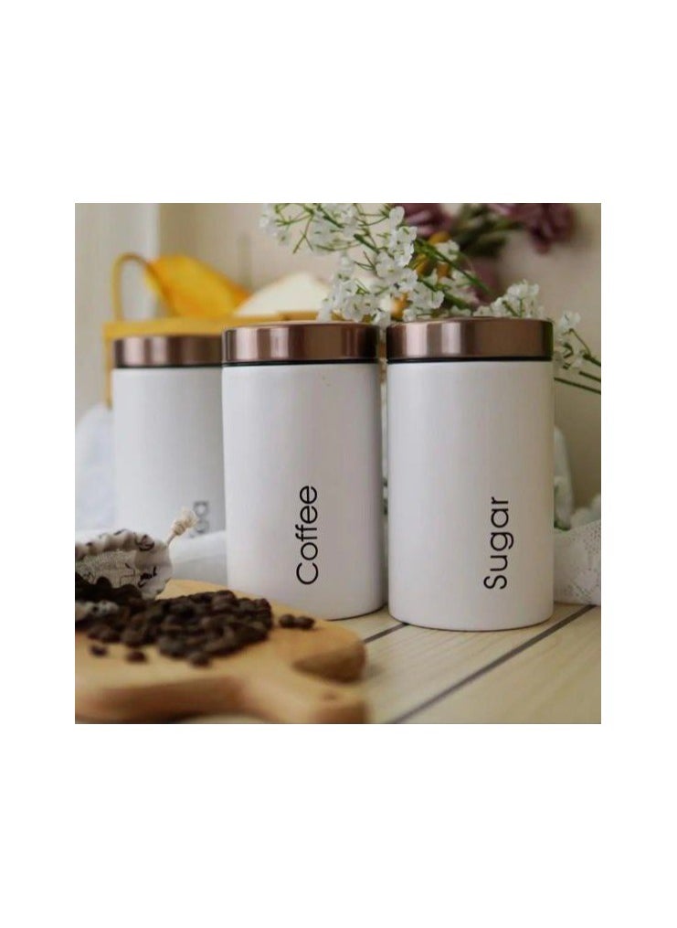 Generic A very nice tin coffee set, a set of 3 boxes of the same size, available in white, large size D  - Image 4