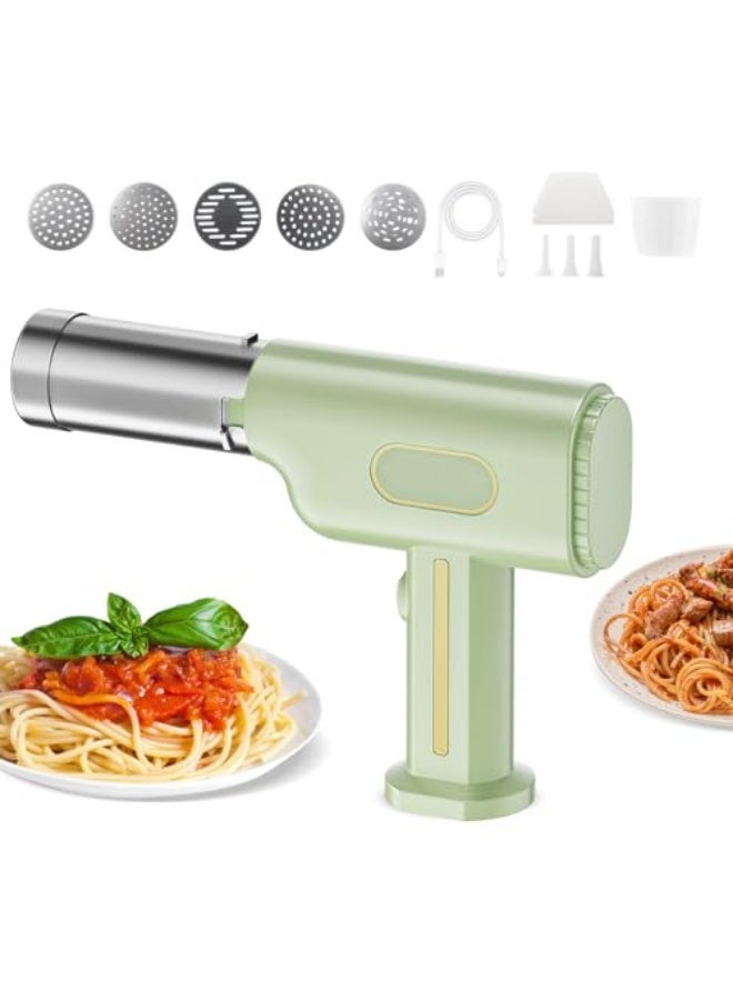 ماكينة باستا كهربائية لاسلكية، ماكينة نودلز محمولة ببطارية 2600 مللي أمبير، مع 5 قوالب باستا و3 رؤوس لحشو السجق، ماكينة أوتوماتيكية لتحضير السباغيتي واللازانيا والرمين - Image 1