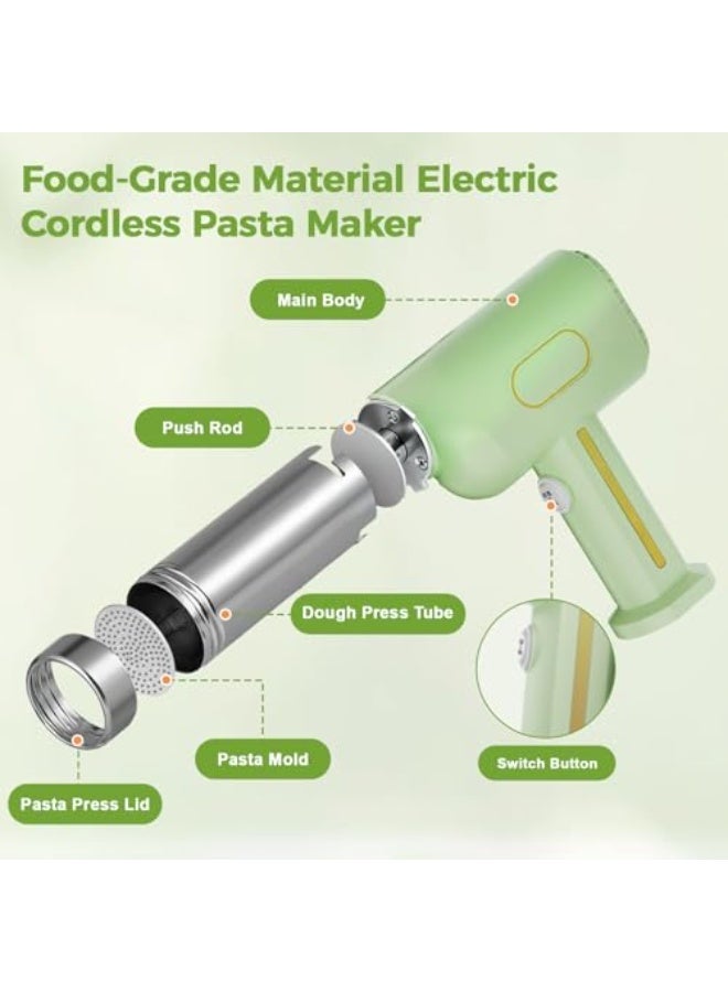ماكينة باستا كهربائية لاسلكية، ماكينة نودلز محمولة ببطارية 2600 مللي أمبير، مع 5 قوالب باستا و3 رؤوس لحشو السجق، ماكينة أوتوماتيكية لتحضير السباغيتي واللازانيا والرمين - Image 2
