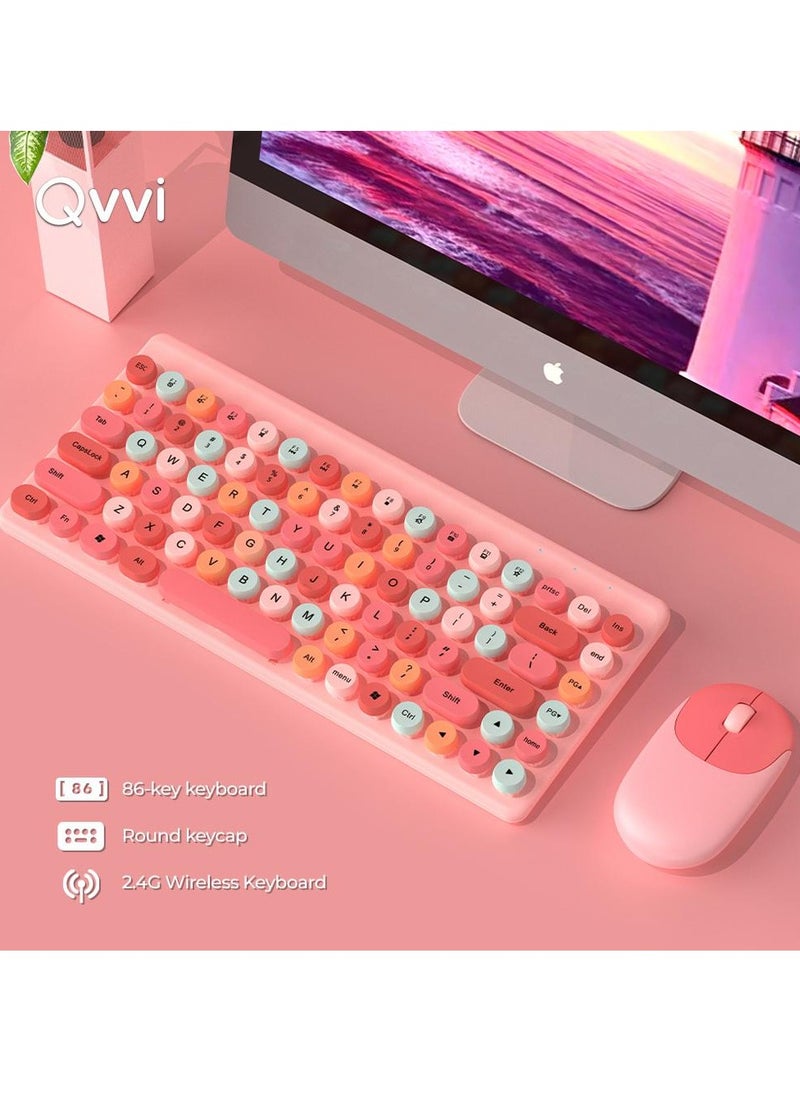 Forev - FV-W10 Fashion Colorful Wireless Combo Keyboard And Mouse – ( AR / EN ) Retro Typewriter Keycap – For PC and Mac - Image 1