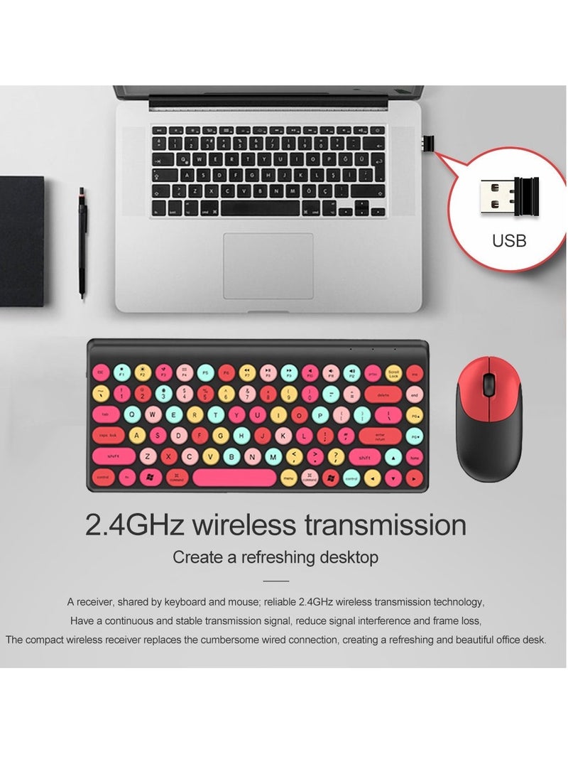 Forev - FV-W10 Fashion Colorful Wireless Combo Keyboard And Mouse – ( AR / EN ) Retro Typewriter Keycap – For PC and Mac - Image 1