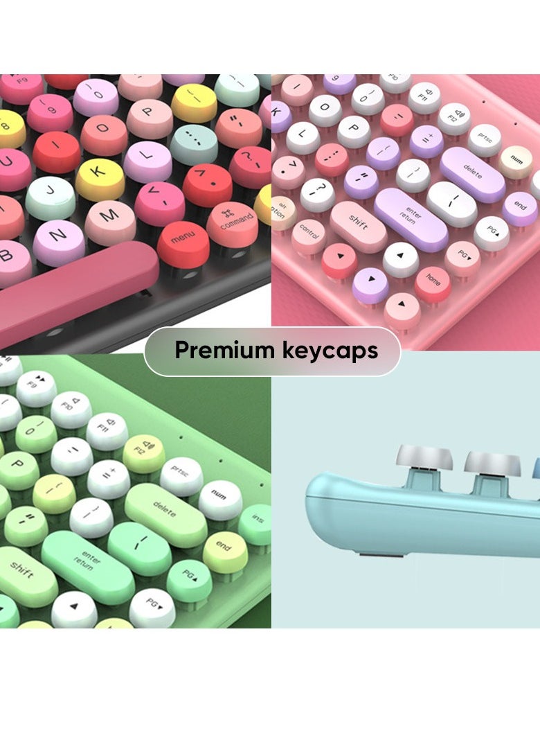 Forev - FV-W10 Fashion Colorful Wireless Combo Keyboard And Mouse – ( AR / EN ) Retro Typewriter Keycap – For PC and Mac - Image 1
