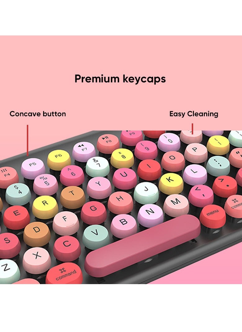 Forev - FV-W10 Fashion Colorful Wireless Combo Keyboard And Mouse – ( AR / EN ) Retro Typewriter Keycap – For PC and Mac - Image 1
