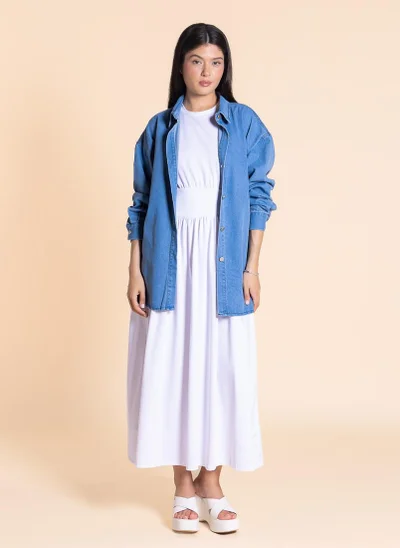 SHAPES White Cotton Maxi Dress