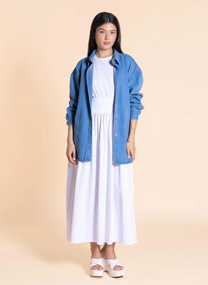 شايبس White Cotton Maxi Dress