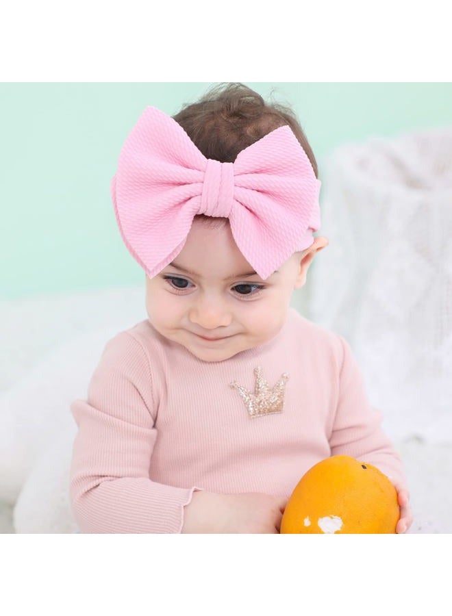 Cinaci 12 Pack Stretchy Elastic Wide Nylon Headbands with Solid Knot Big Large Hair Bow Headwraps Hair Accessories for Baby Girls Infants Toddlers Kids - Image 2