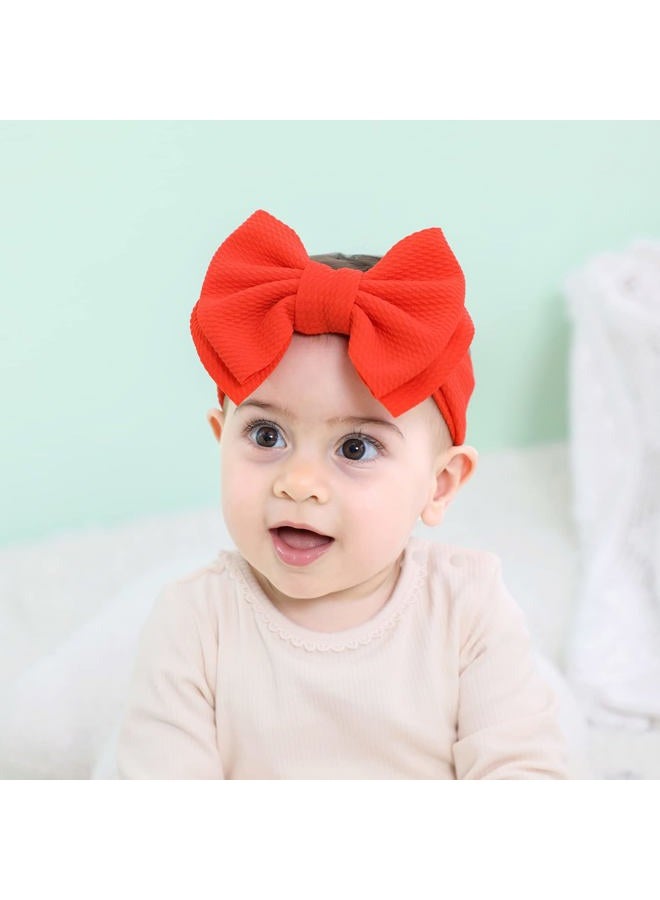 Cinaci 12 Pack Stretchy Elastic Wide Nylon Headbands with Solid Knot Big Large Hair Bow Headwraps Hair Accessories for Baby Girls Infants Toddlers Kids - Image 5