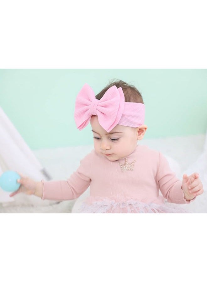 Cinaci 12 Pack Stretchy Elastic Wide Nylon Headbands with Solid Knot Big Large Hair Bow Headwraps Hair Accessories for Baby Girls Infants Toddlers Kids - Image 3