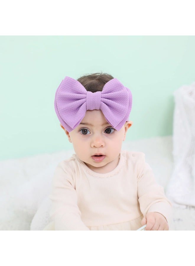 Cinaci 12 Pack Stretchy Elastic Wide Nylon Headbands with Solid Knot Big Large Hair Bow Headwraps Hair Accessories for Baby Girls Infants Toddlers Kids - Image 4