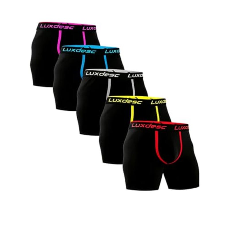 5-Pack Big and Tall Men's Comfortable Long Boxer Briefs, Plus Size Moisture Wicking Running Underwear, 2XL-8XL - Image 1