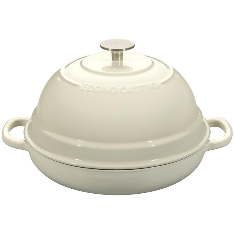 EDGING CASTING Enameled Cast Iron Dutch Oven Pot with Lid Round Bread Oven for Homemade Sourdough Bread Baking 6 Quart White