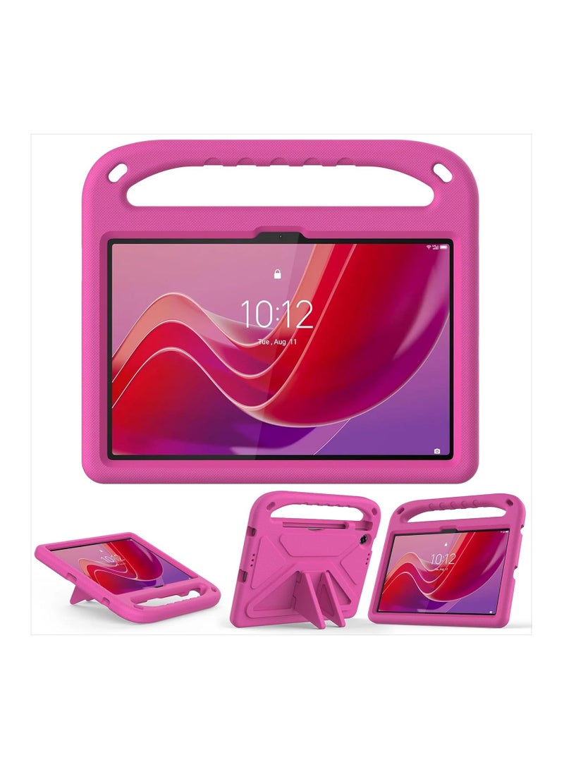 Compatible with Lenovo Tab 10.1 inch 2025 (TB-311FU/TB-311XU) Kids Tablet Case - EVA Lightweight Shockproof Dropproof Handle Kickstand Protective Cover (Rose)