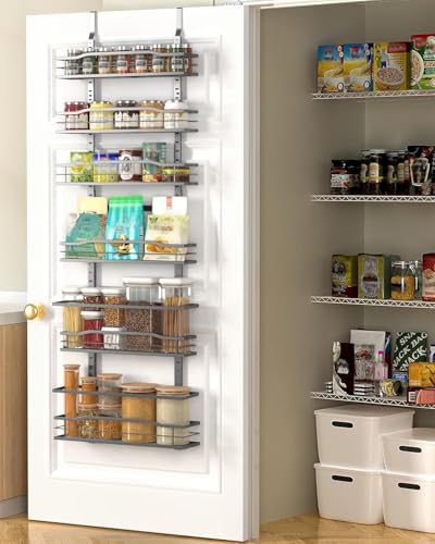 Moforoco Sage Green 9-Tier Over The Door Pantry Organizer, Pantry Organization and Storage, Black Hanging Basket Wall Spice Rack Seasoning Shelves - Image 1