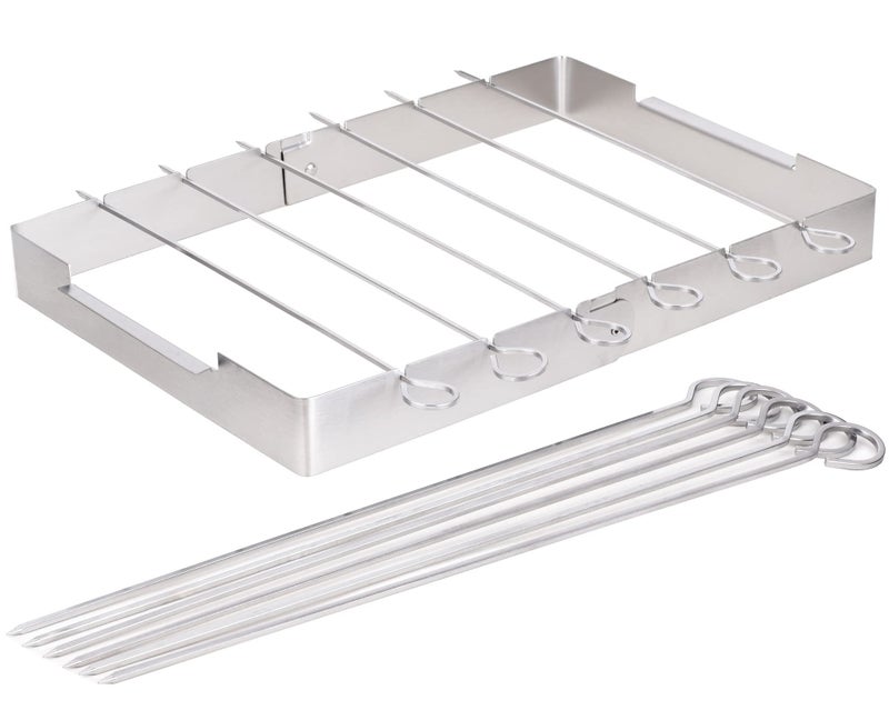 HONSHEN Skewer Rack Set for Grill,12pcs 12inch Stainless Steel Square Barbecue Skewers Shish Kabob and Foldable Grill BBQ Racks Set for Party and Cookout (Barbecue Skewers Rack Set 12p+1) - Image 1