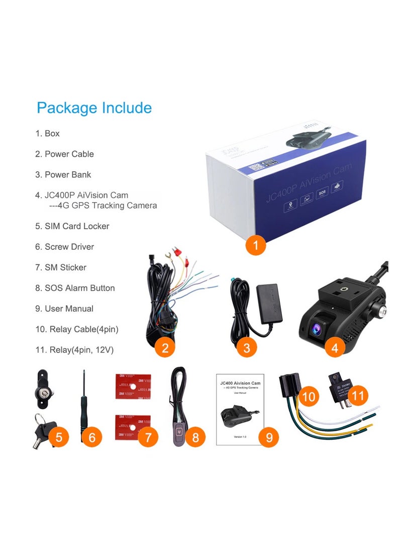 JIMI - Front and Indoor Dash Cam JC800P Support Live Streaming - Image 1