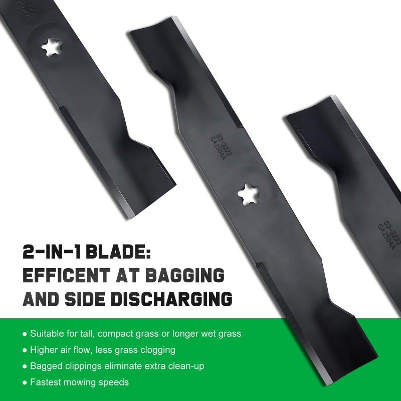 Grasscool Z248F 532180054 Blades for Husqvarna 48 inch Deck Mower YTH2348 YTH24V48 YTH2148 YTH24K48 Z248 YTH2448 48'' Zero Turn Riding Replace 180054 173920(High Lift) - Image 4