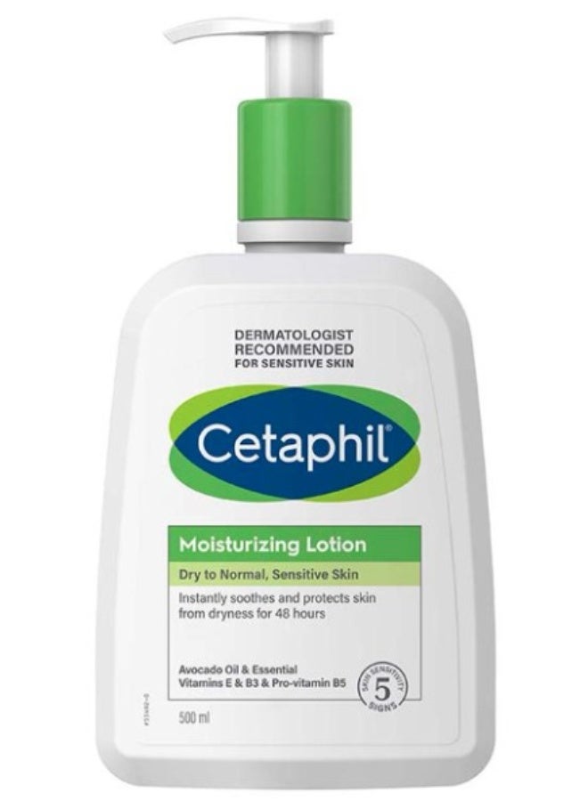 Cetaphil Moisturizing Lotion, For Dry to Normal, Sensitive Skin, Face And Body Moisturizer For Men And Women, With Niacinamide And Vitamin E, Unscented 500ml - Image 1