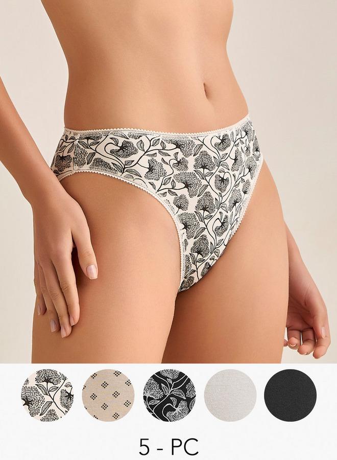 سبلاش فيڤ طقم من  سراويل داخلية بيكيني بطبعات متنوعة - Image 1